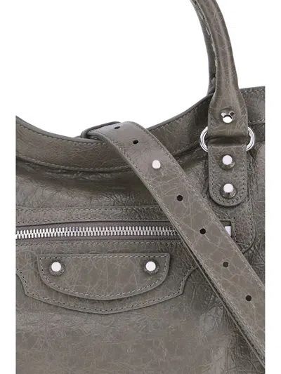 Balenciaga Medium Lambskin Shoulder Bag In Gray