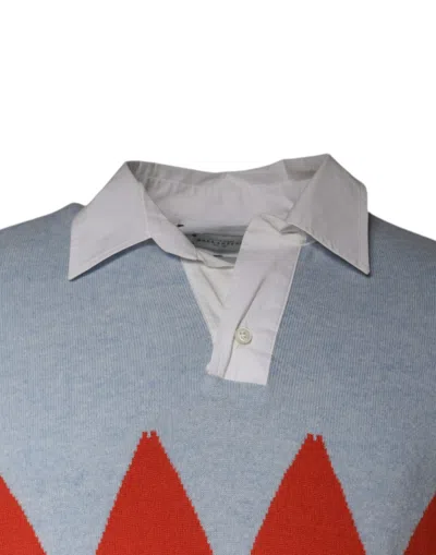Pre-owned Ballantyne Multicolor Patterned Collared Long Sleeves Pullover Men's Sweater ()