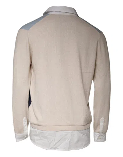 Pre-owned Ballantyne Multicolor Patterned Collared Long Sleeves Pullover Men's Sweater ()
