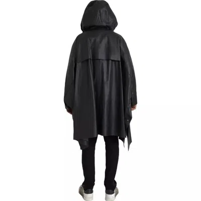 Bottega Veneta Oversized Leather Trench Coat In Black