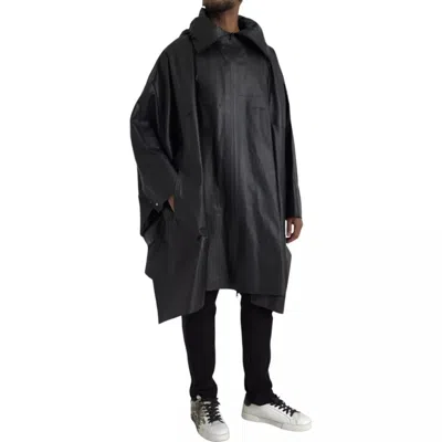 Bottega Veneta Oversized Leather Trench Coat In Black