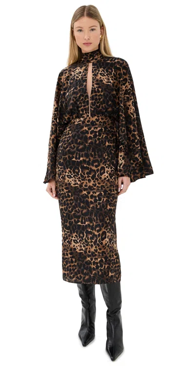 Johanna Ortiz Post Treasured Open-back Cutout Leopard-print Silk-blend Maxi Dress In Brown
