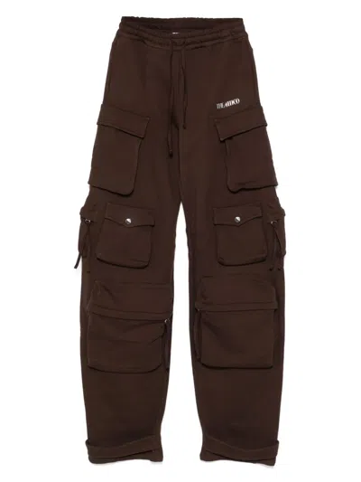 Attico Cotton Jersey Cargo Sweatpants In Brown