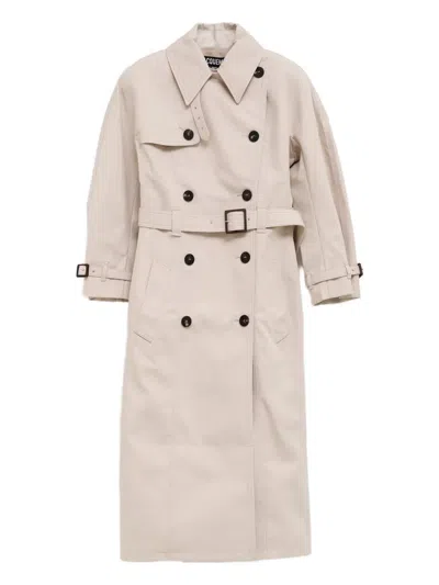 Jacquemus Tailored Coat With Belt And Pockets In White