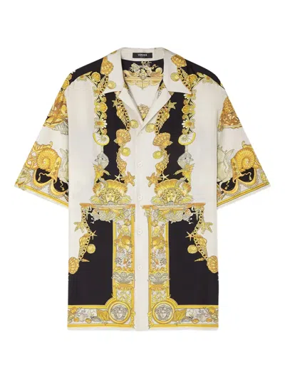 Versace Coral Theatre Print Bowling Shirt In Multi