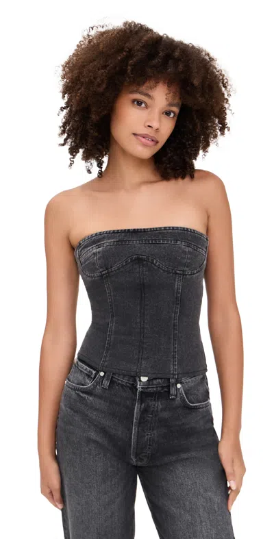 Lioness Sweetness Strapless Top Washed Onyx In Black