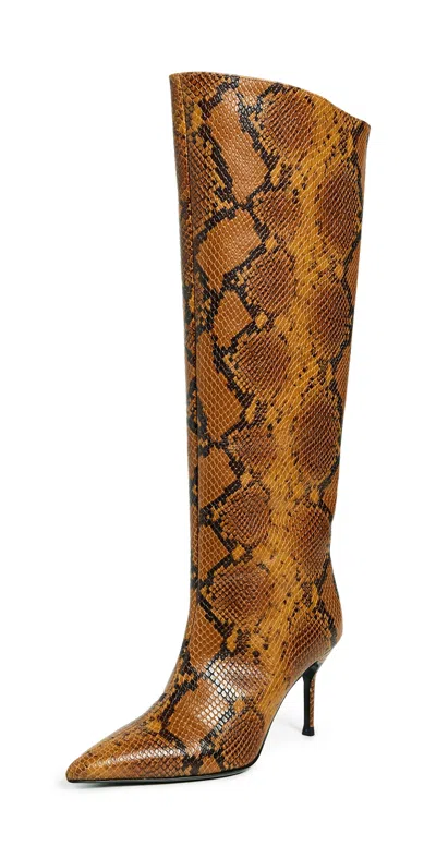 Staud Sebastian Snake-embossed Leather Knee-high Boots In Brown