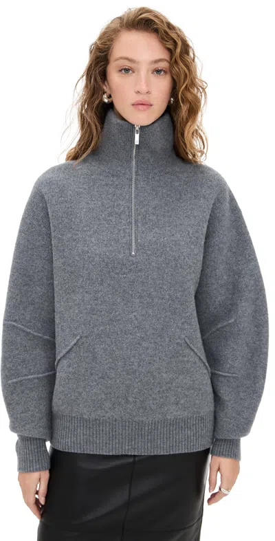 Helmut Lang Wool Half Zip Funnel Neck Sweater In Blue