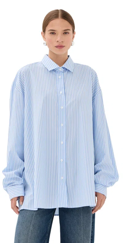 Stella Jean Striped Button Down Blue/white Stripe In Multi