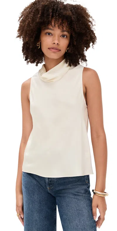 Leset Barb Sleeveless Cowl Neck Top Creme In Neutral