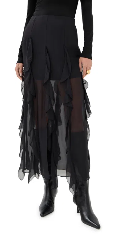 Veronica Beard Ava Ruffled Silk-chiffon Midi Skirt In Black