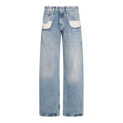 Maison Margiela Blue Jeans With Contrast Pockets In Blue