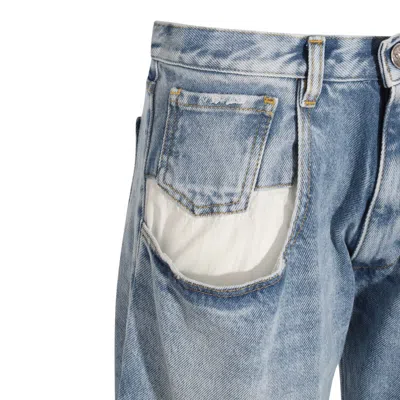 Maison Margiela Blue Jeans With Contrast Pockets In Blue
