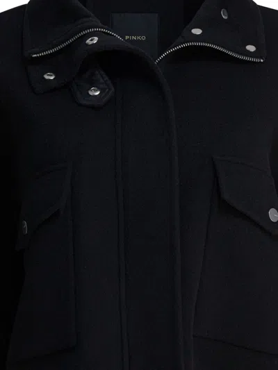 Pinko Tailored Short Coat With Traditional Collar In Black