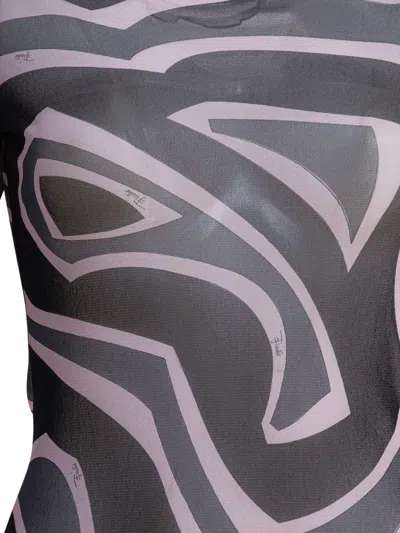 Pucci Labirinto Print Tulle Maxi Dress In Black