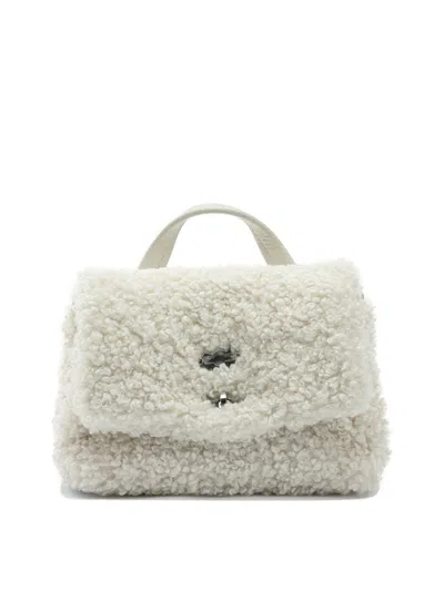 Zanellato Small Postina Shearling Top Handle Bag In White