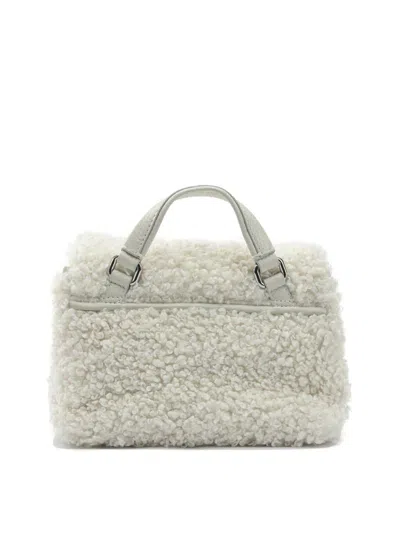 Zanellato Small Postina Shearling Top Handle Bag In White