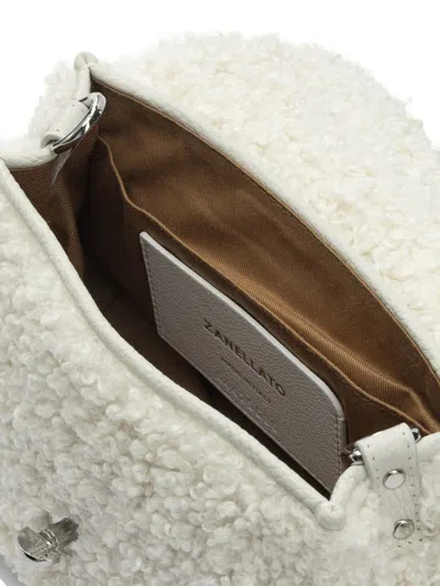 Zanellato Small Postina Shearling Top Handle Bag In White