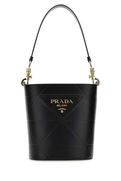 Prada Quilted Bucket Bag Gold-tone Hardware In Black