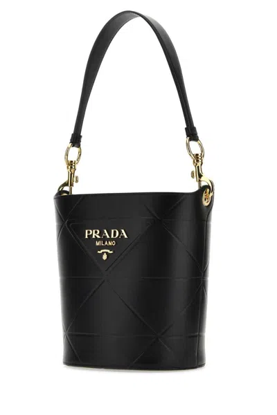 Prada Quilted Bucket Bag Gold-tone Hardware In Black