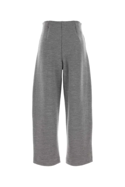 Max Mara High Waist Wide Leg Trousers With Seam Detailing In Gray