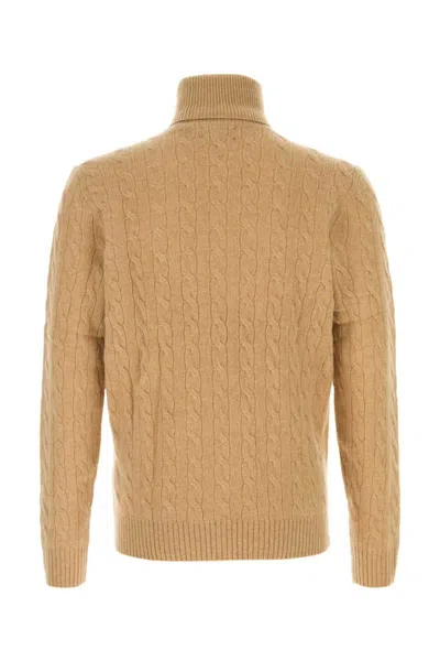 Polo Ralph Lauren Wool And Cashmere Sweater With Frontal Logo In Brown