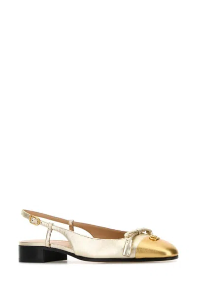Valentino Garavani Valet Du Roi Vlogo Metallic Leather Slingback Ballerina Flats In Multi