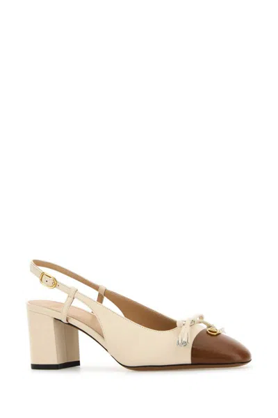 Valentino Slingback Valet Du Roi Pumps In Butter/tobacco In White
