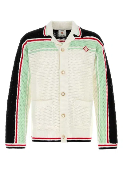 Casablanca Men's Faux Crochet Shirt In White