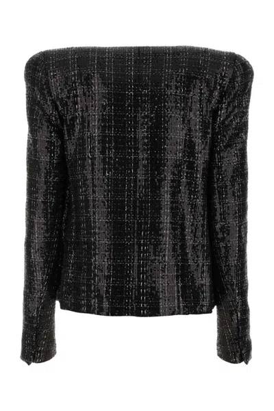 Balmain Sequin-embellished Tweed Jacket In Black