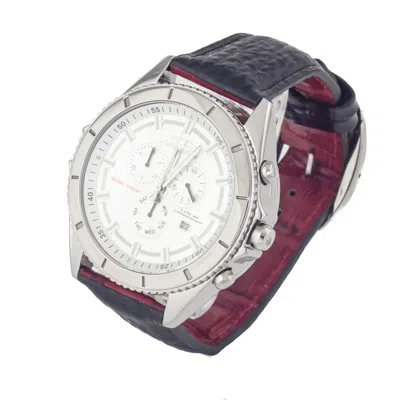 Chronotech Black Leather Watch In Multi