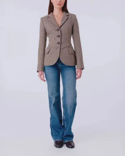 Smythe Three Button Blazer In Brown