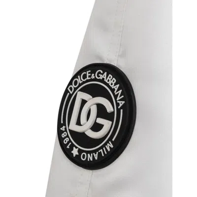 Dolce & Gabbana White Dg Logo Polyester Jersey Bomber Jacket In Neutral