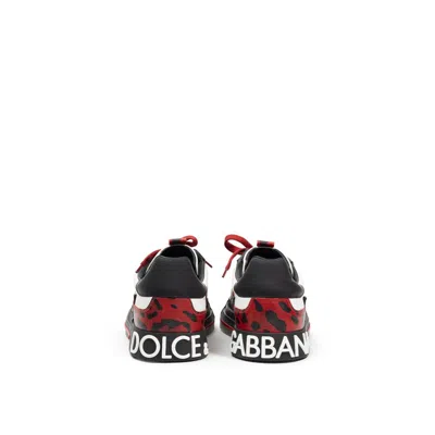 Dolce & Gabbana Black And White Leather Men's Sneaker In Multi