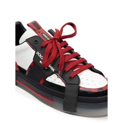 Dolce & Gabbana Black And White Leather Men's Sneaker In Multi