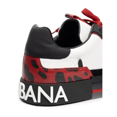 Dolce & Gabbana Black And White Leather Men's Sneaker In Multi