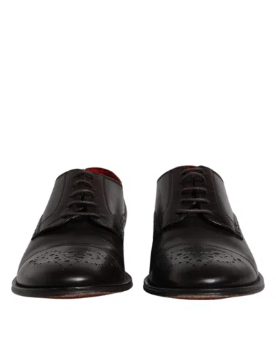Pre-owned Dolce & Gabbana Black Calfskin Leather Derby Men Dress Men's Shoes ()