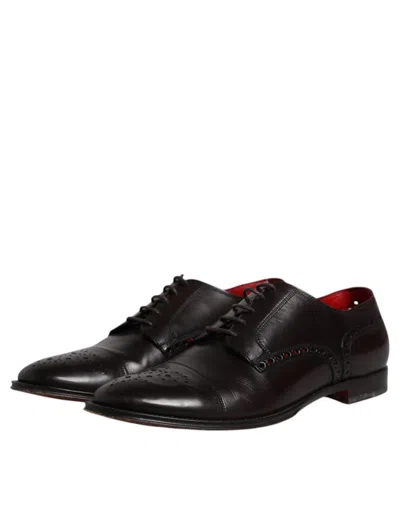 Pre-owned Dolce & Gabbana Black Calfskin Leather Derby Men Dress Men's Shoes ()