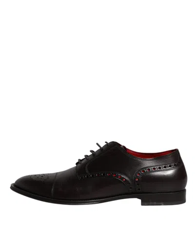 Pre-owned Dolce & Gabbana Black Calfskin Leather Derby Men Dress Men's Shoes ()