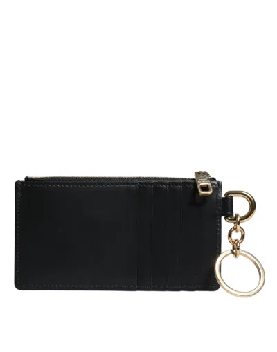 Pre-owned Dolce & Gabbana Black Calfskin Leather Dg Logo Card Holder Men's Wallet ()