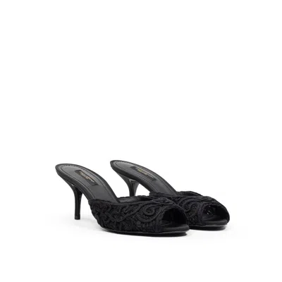 Dolce & Gabbana Black Cotton Women's Sandal In Black