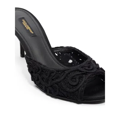 Dolce & Gabbana Black Cotton Women's Sandal In Black