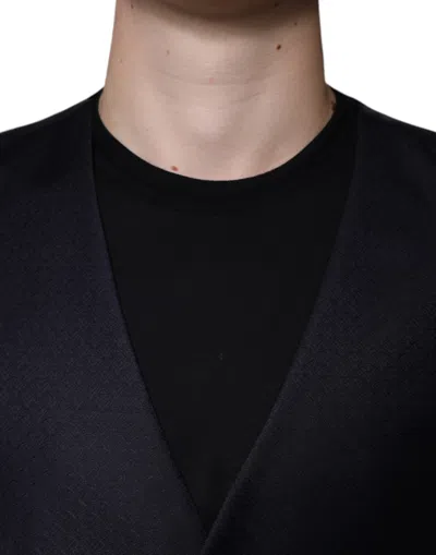 Dolce & Gabbana Black Wool Waistcoat Dress Formal Men's Vest In Black