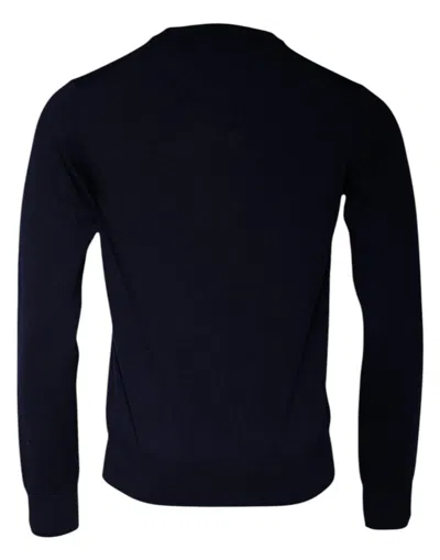 Pre-owned Dolce & Gabbana Blue Dg Logo Wool Crew Neck Pullover Men's Sweater ()