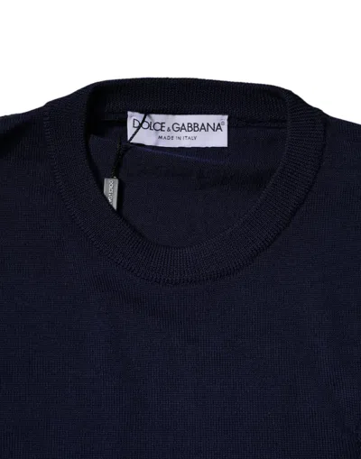 Pre-owned Dolce & Gabbana Blue Dg Logo Wool Crew Neck Pullover Men's Sweater ()