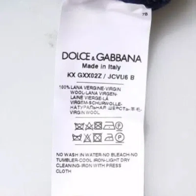 Pre-owned Dolce & Gabbana Blue Dg Logo Wool Crew Neck Pullover Men's Sweater ()