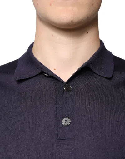 Pre-owned Dolce & Gabbana Blue Silk Collared Short Sleeves Polo Men's T-shirt ()
