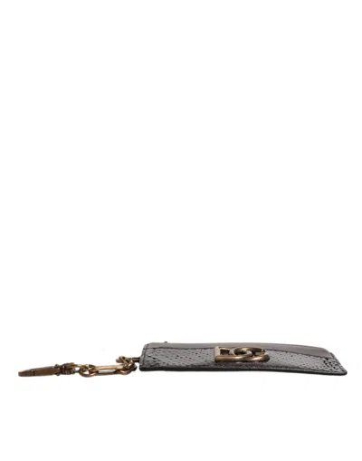 Pre-owned Dolce & Gabbana Brown Exotic Leather Dg Logo Card Holder Men's Wallet ()