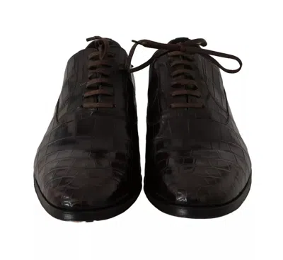 Pre-owned Dolce & Gabbana Brown Patterned Leather Dress Formal Men's Shoes ()
