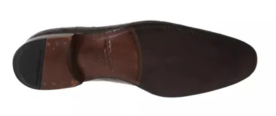 Pre-owned Dolce & Gabbana Brown Patterned Leather Dress Formal Men's Shoes ()